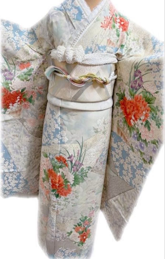 美品　振袖　フルセット　桜花柄振袖 豪華　金刺繍　着物