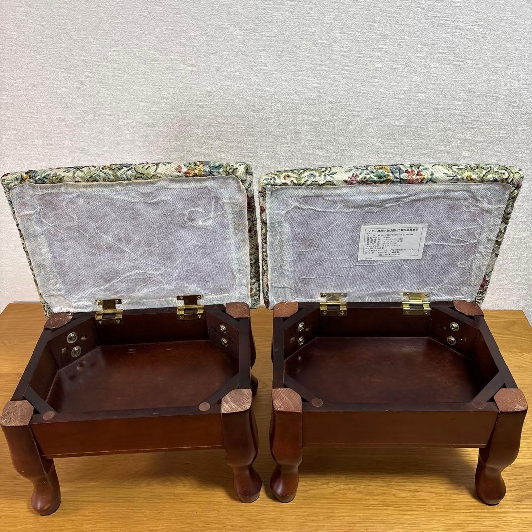 アンティーク　レトロ　八幡産業　腰掛け　座椅子　猫足　収納　花柄　4脚セット