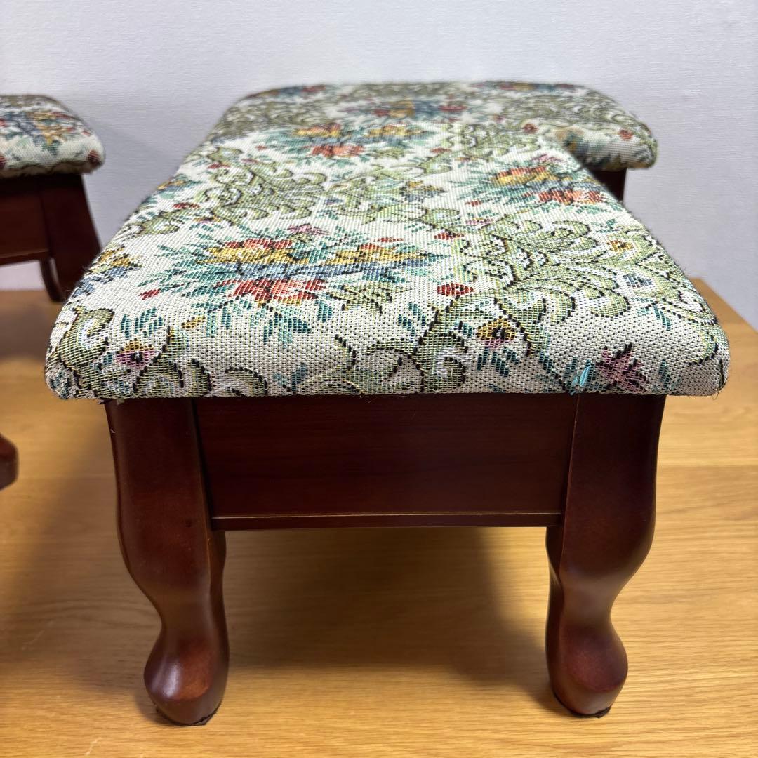 アンティーク　レトロ　八幡産業　腰掛け　座椅子　猫足　収納　花柄　4脚セット