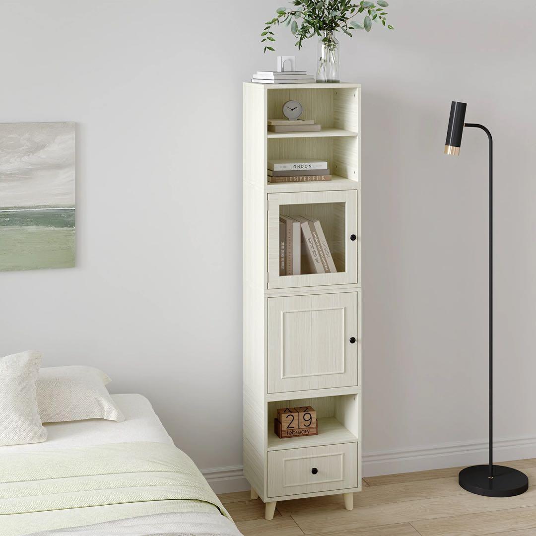 キューブボックス 4種セット 収納棚 扉付き 自由連結可能 幅40cm ホワイト