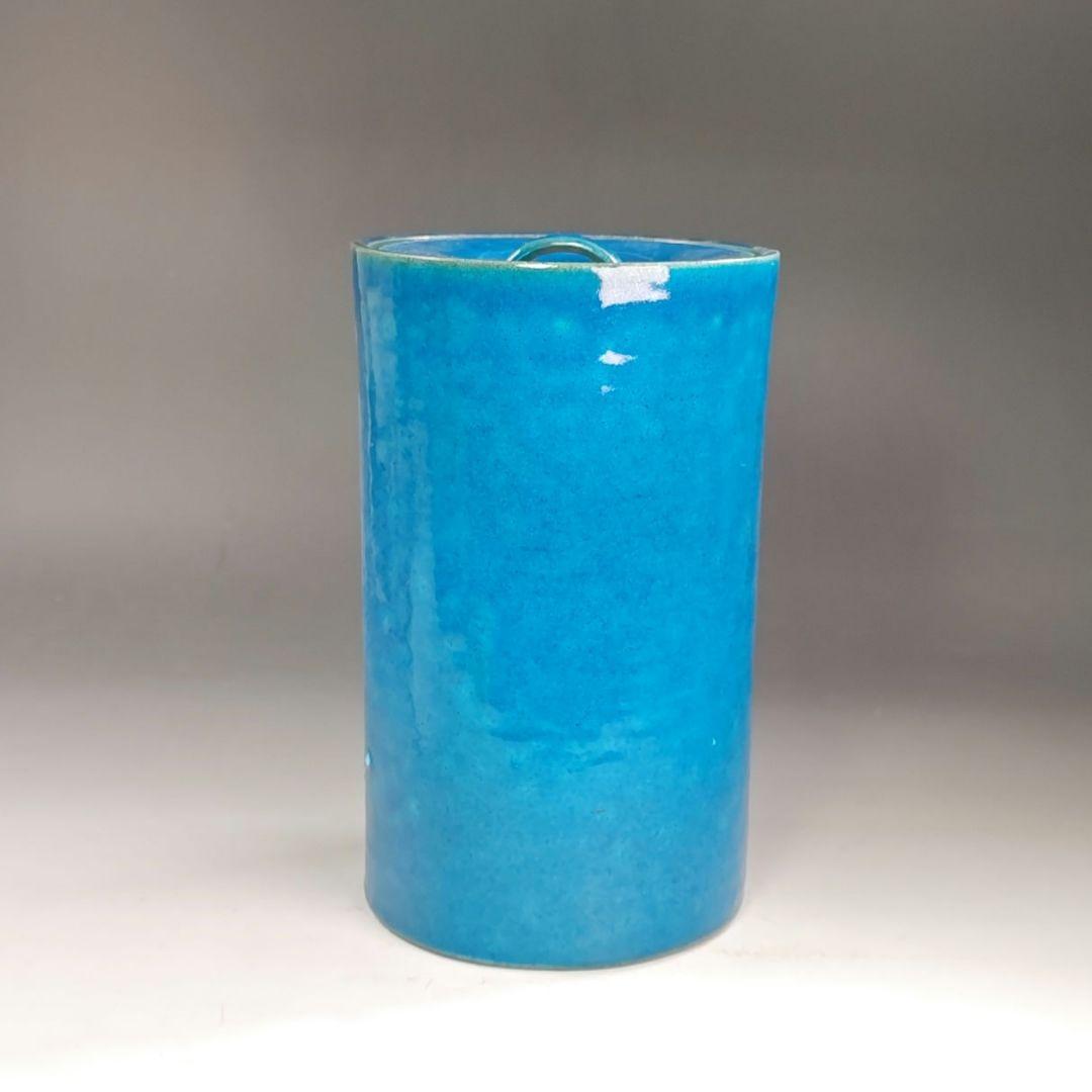 イ999 水指『日吉窯　加藤丈佳』『青釉北斗七星紋　細水指　共箱』茶道具