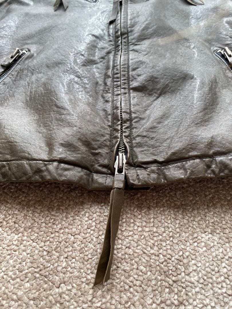 メンズ　ライダース　ハルフ　羊革　美品