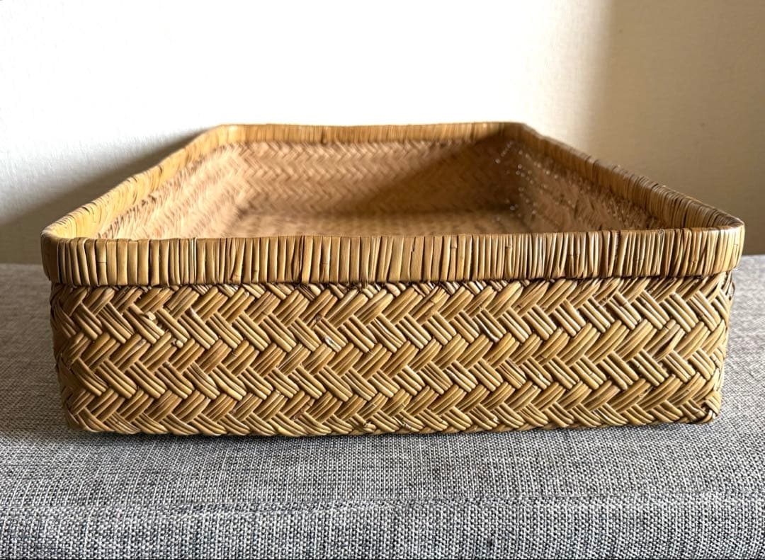 稀少 古道具 鳥越竹細工 竹籠 浅型 行李 鳥越 鈴竹 アンティーク