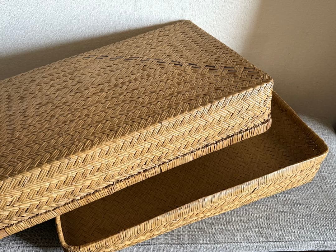 稀少 古道具 鳥越竹細工 竹籠 浅型 行李 鳥越 鈴竹 アンティーク