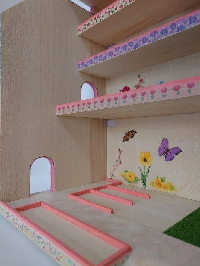 トミカ木製手作り駐車場（スモ－ルピンク）SP04