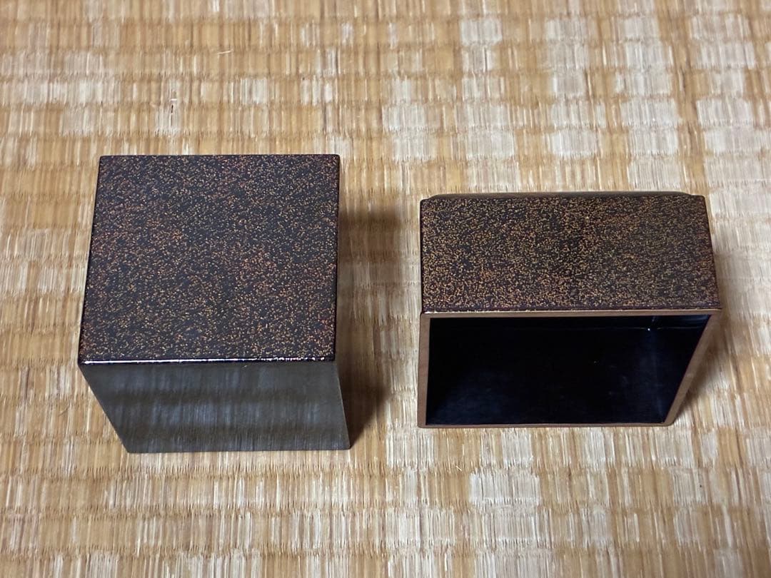 漆器 金箔 松と紅葉 蒔絵 梨地 小箱 小物入れ 時代物