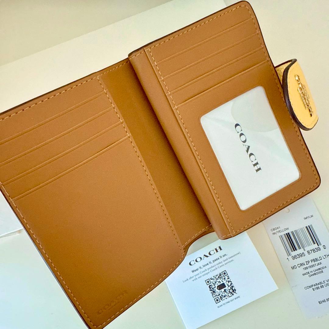 COACH コーチ　折り財布　イエロー　黄色　二つ折り財布