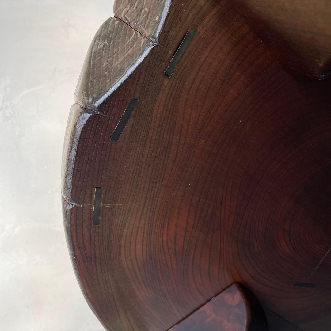 欅? 一枚板 銘木 楔打ほぞ 木製 ローテーブル ちゃぶ台