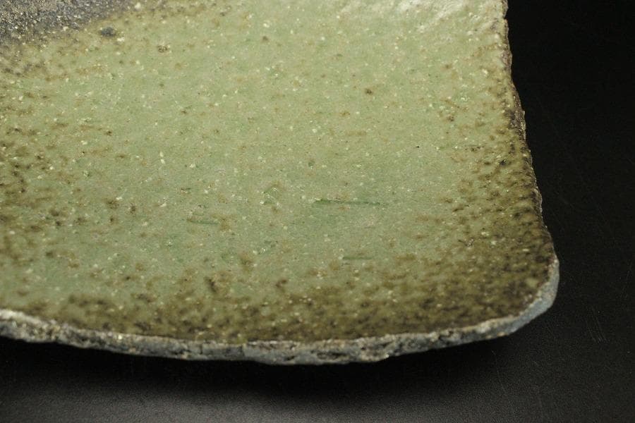 灰釉焼締 角皿 五枚 和食器 荒木義隆 木箱付 美品(メ1381)