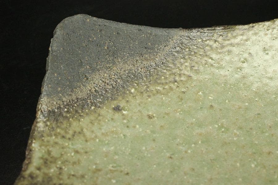 灰釉焼締 角皿 五枚 和食器 荒木義隆 木箱付 美品(メ1381)