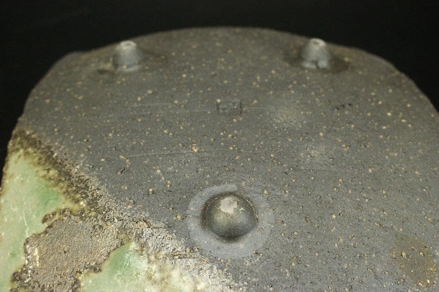 灰釉焼締 角皿 五枚 和食器 荒木義隆 木箱付 美品(メ1381)