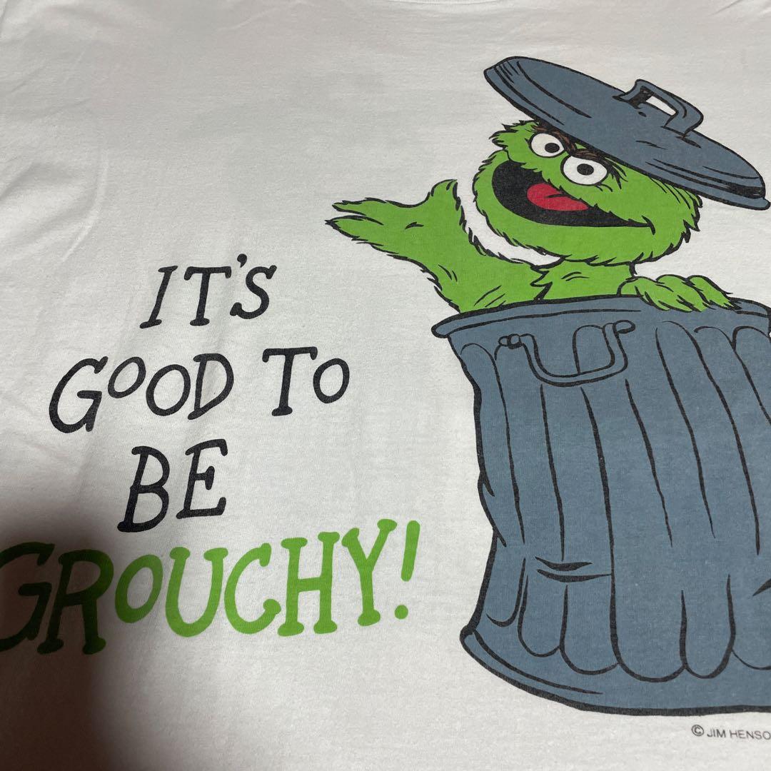 90sヴィンテージtシャツ セサミストリート オスカー 白 XL キャラクターT