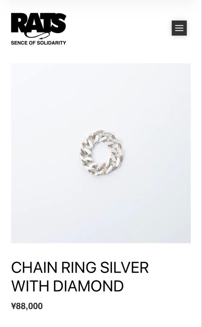 【 RATS 】CHAIN RING SILVER WITH DIAMOND