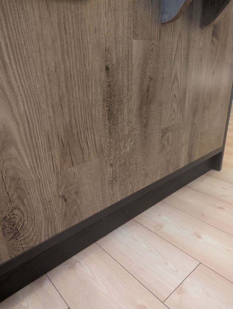 ウォールナット柄受付カウンター ダークブラウン幅117.5cm