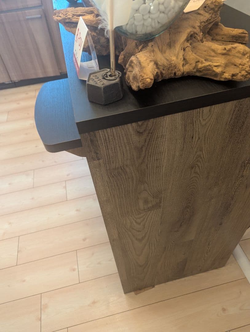 ウォールナット柄受付カウンター ダークブラウン幅117.5cm