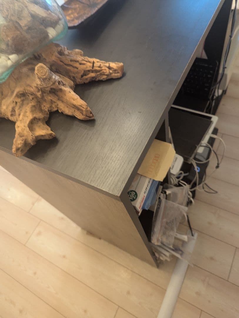 ウォールナット柄受付カウンター ダークブラウン幅117.5cm