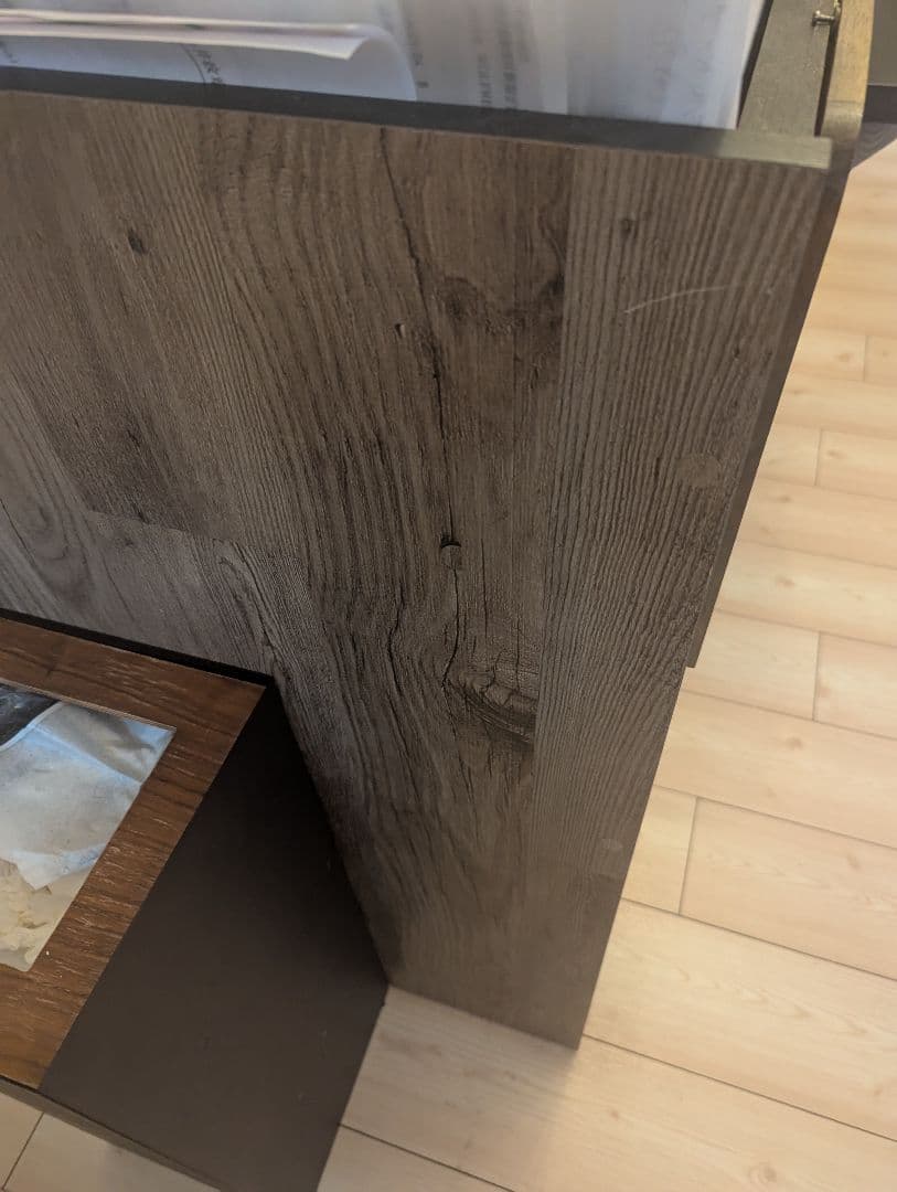 ウォールナット柄受付カウンター ダークブラウン幅117.5cm