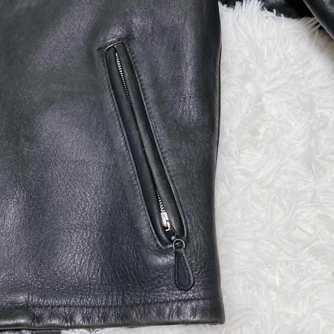 【米国製】schott ライダースジャケット シングル 2way 黒 本革 ボア