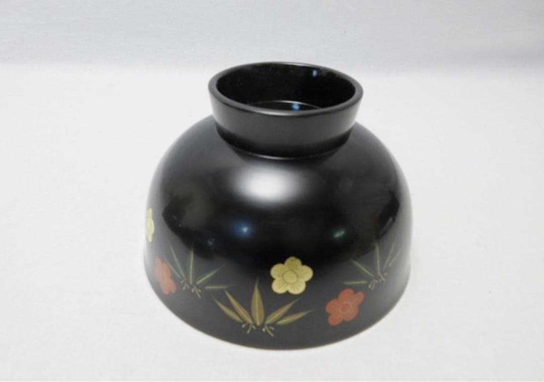 ほぼ未使用 懐石道具 木製黒塗 金彩花蒔絵 汁椀5客揃 瑾斎の漆器 内朱 元箱