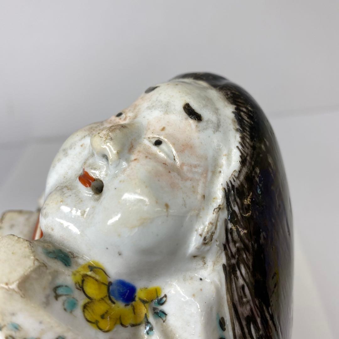 江戸時代　極彩色お多福　伏香炉　タニサ　東さ7-0130☆2F