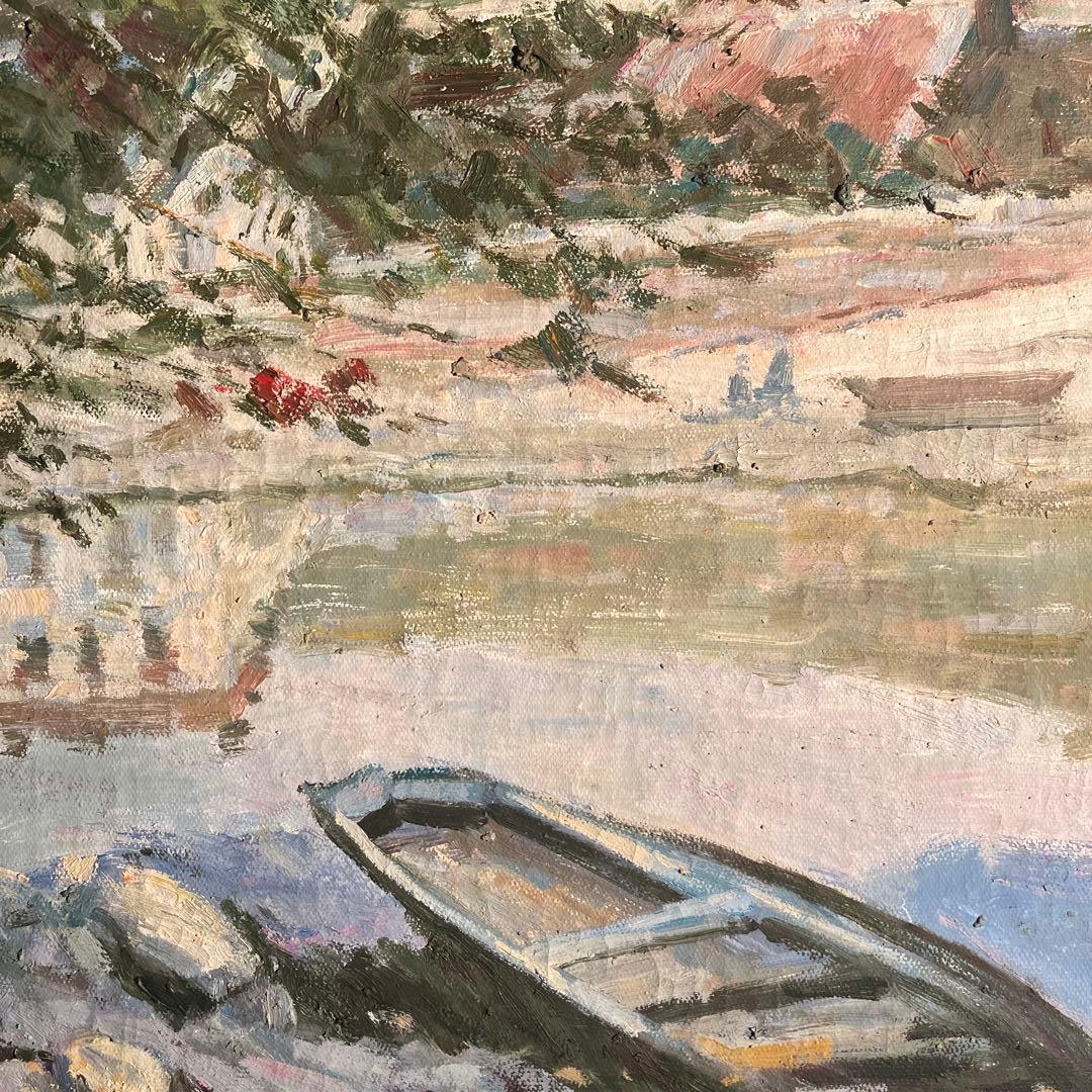 ★秀作★ 手書き油絵 クロード・モネ 水辺 ベンヌクール（大）肉筆絵画 油彩画