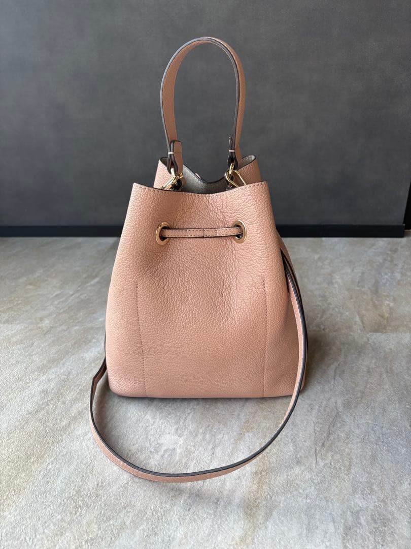 【美品】FURLA フルラ ピンクベージュ バケットバッグ　コスタンザ