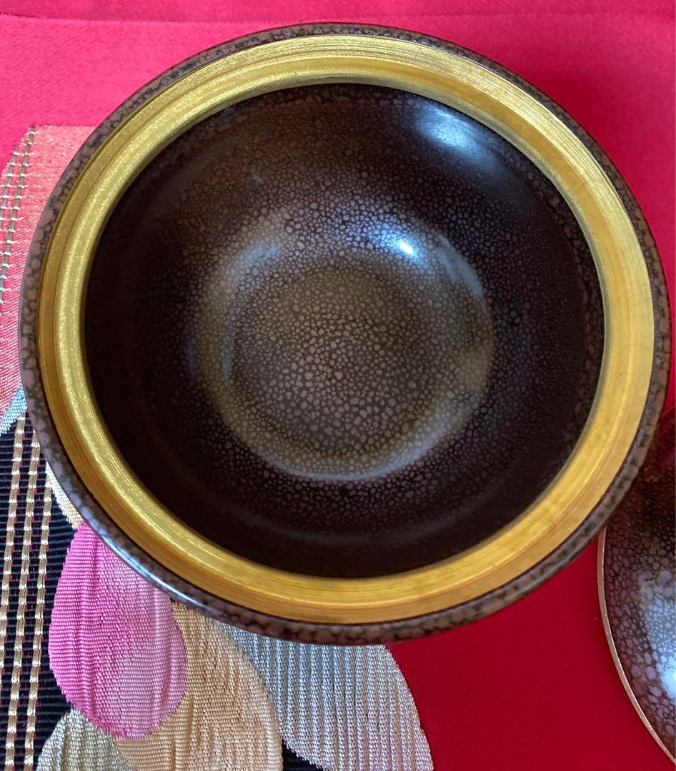 工芸品　安田全広　鹿深窯　天目名家　油滴天目　蓋付茶碗　蓋付小鉢　箱付
