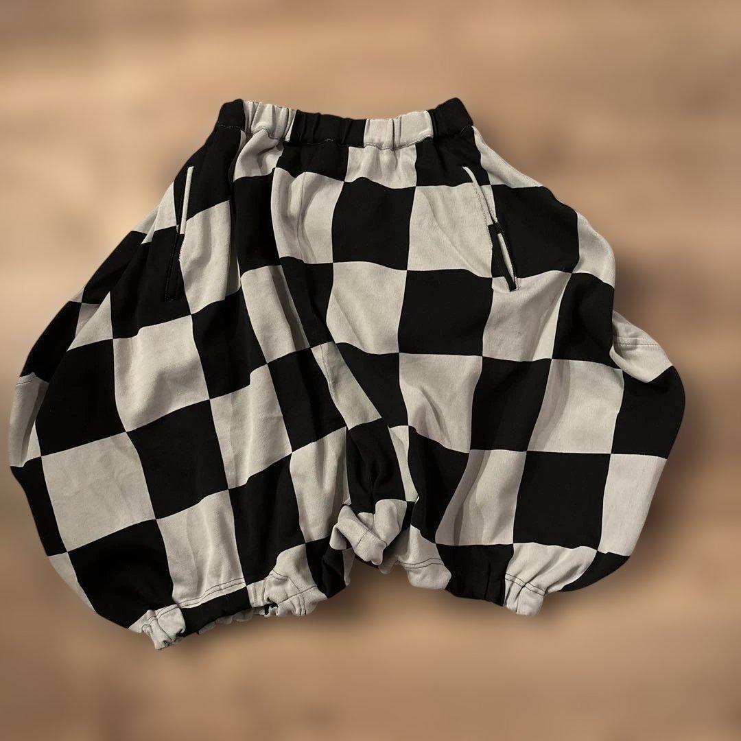 チェック柄バルーンサルエルパンツ