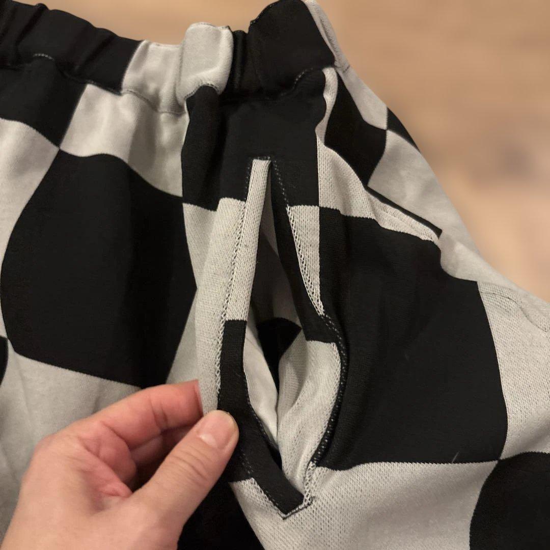 チェック柄バルーンサルエルパンツ