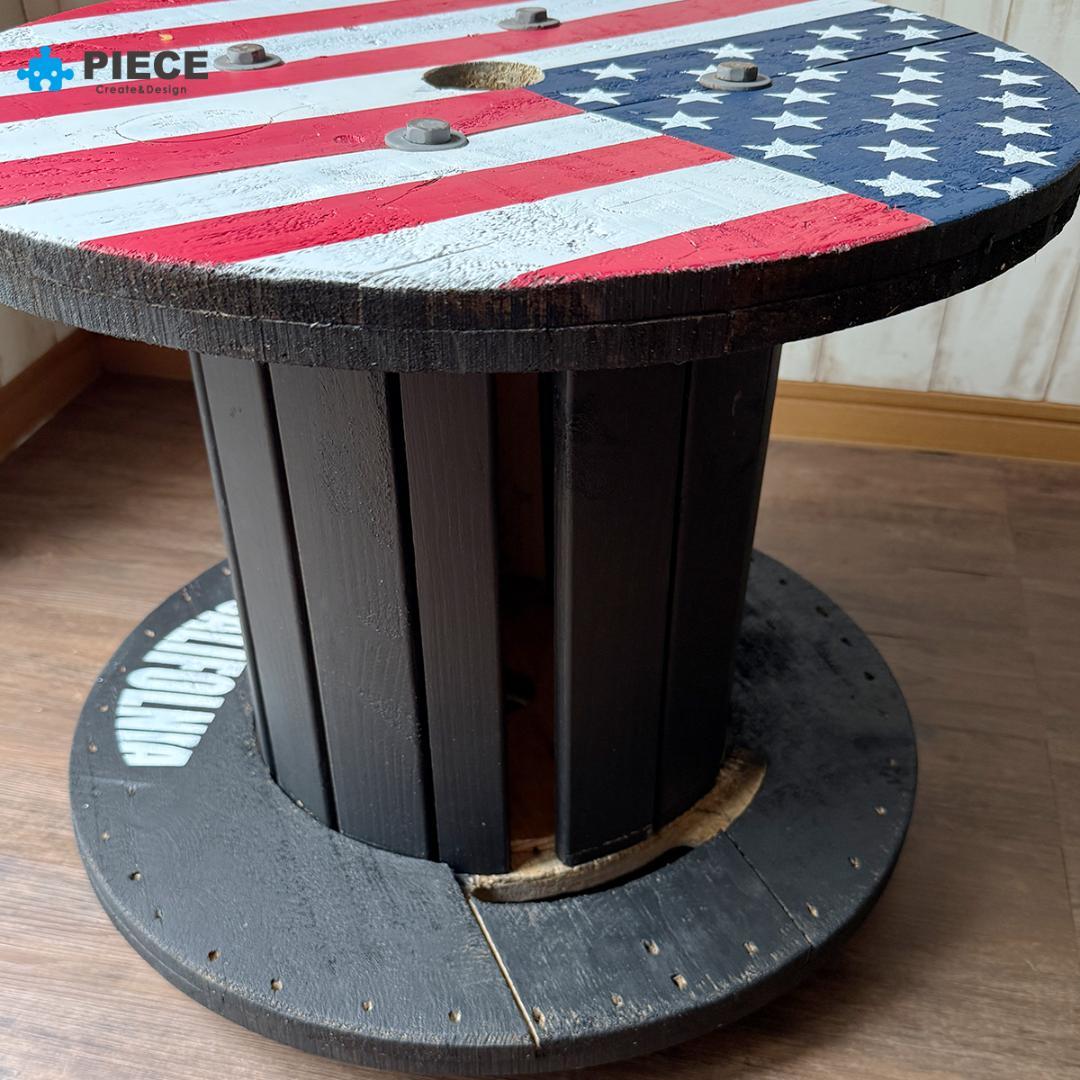 ケーブルドラム 電線ドラム テーブル アメリカン インテリア ガレージ 星条旗