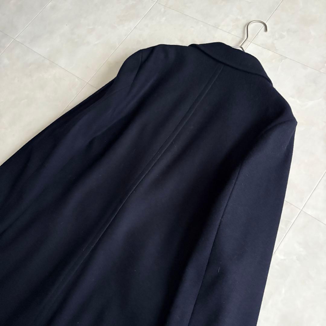 美品✨ ICB ウールチェスターロングコート 濃紺44 大きいサイズ ゆったり