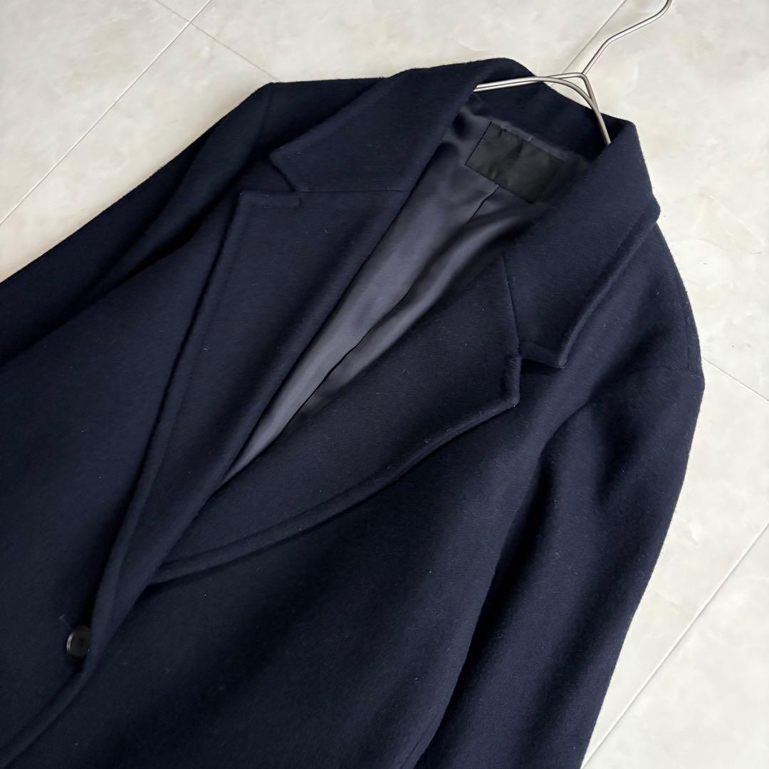 美品✨ ICB ウールチェスターロングコート 濃紺44 大きいサイズ ゆったり