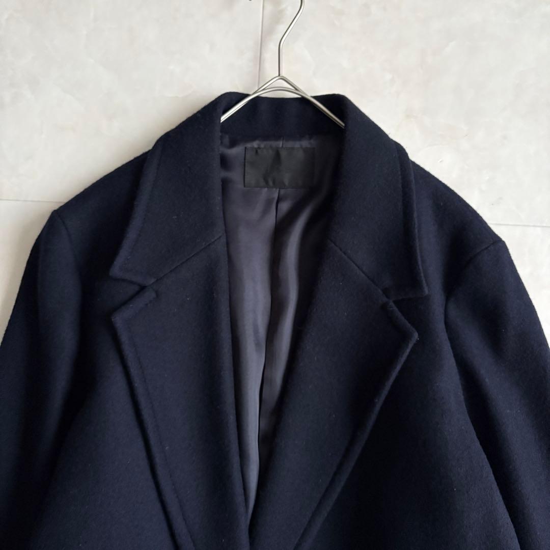 美品✨ ICB ウールチェスターロングコート 濃紺44 大きいサイズ ゆったり