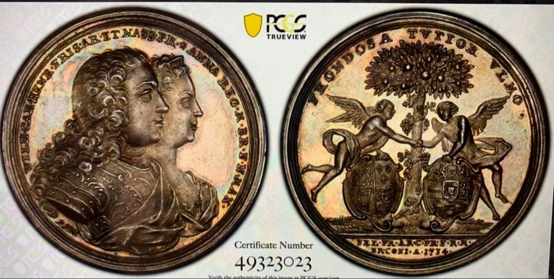 オランダ　ウィレム4世プリンセスアン王女結婚記念1734年シルバーメダル
