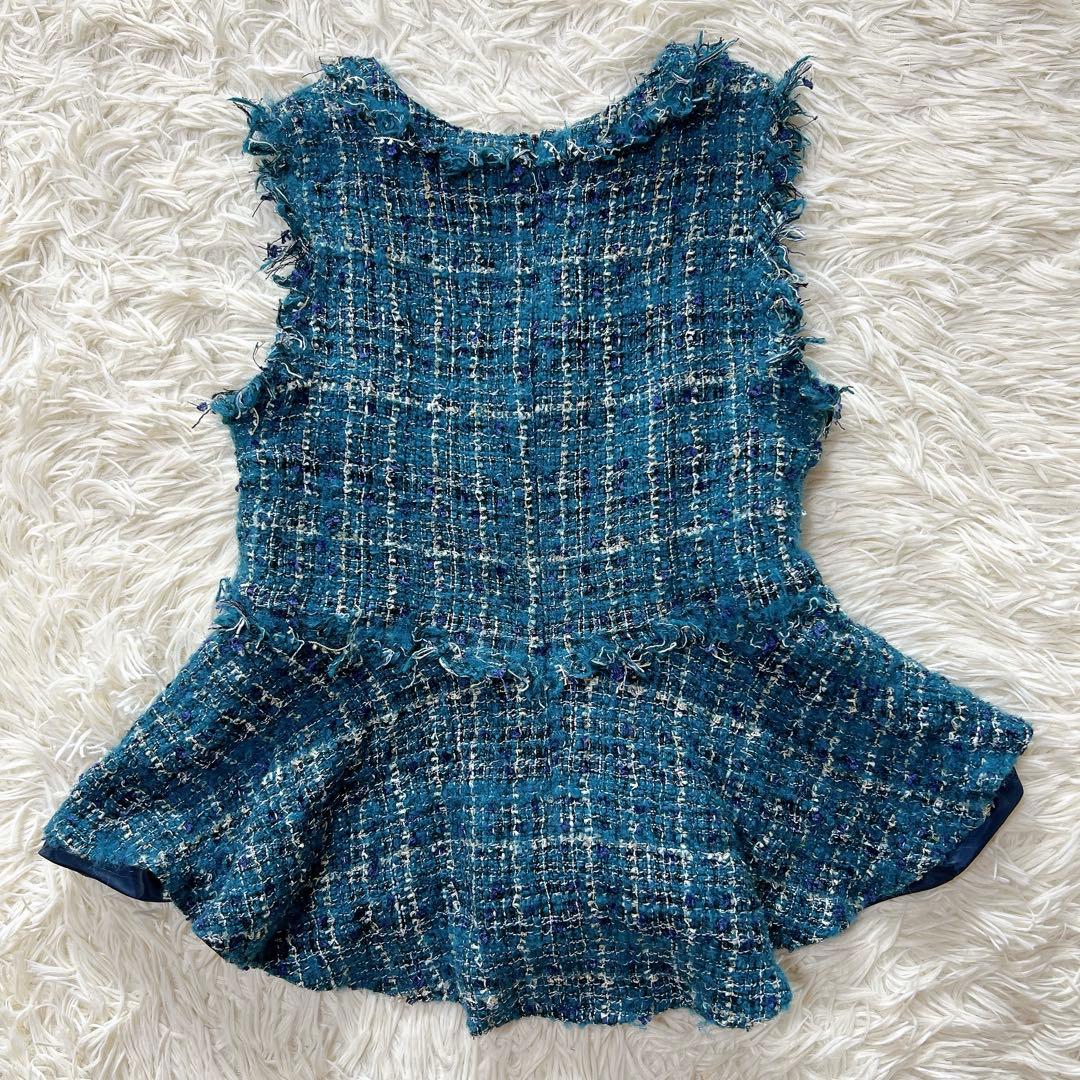 シェリエ sheller ターコイズ　ツイード　ペプラム