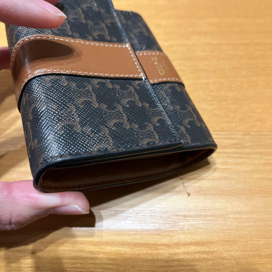 CELINE 三つ折り財布 ダークブルー/ブラウン