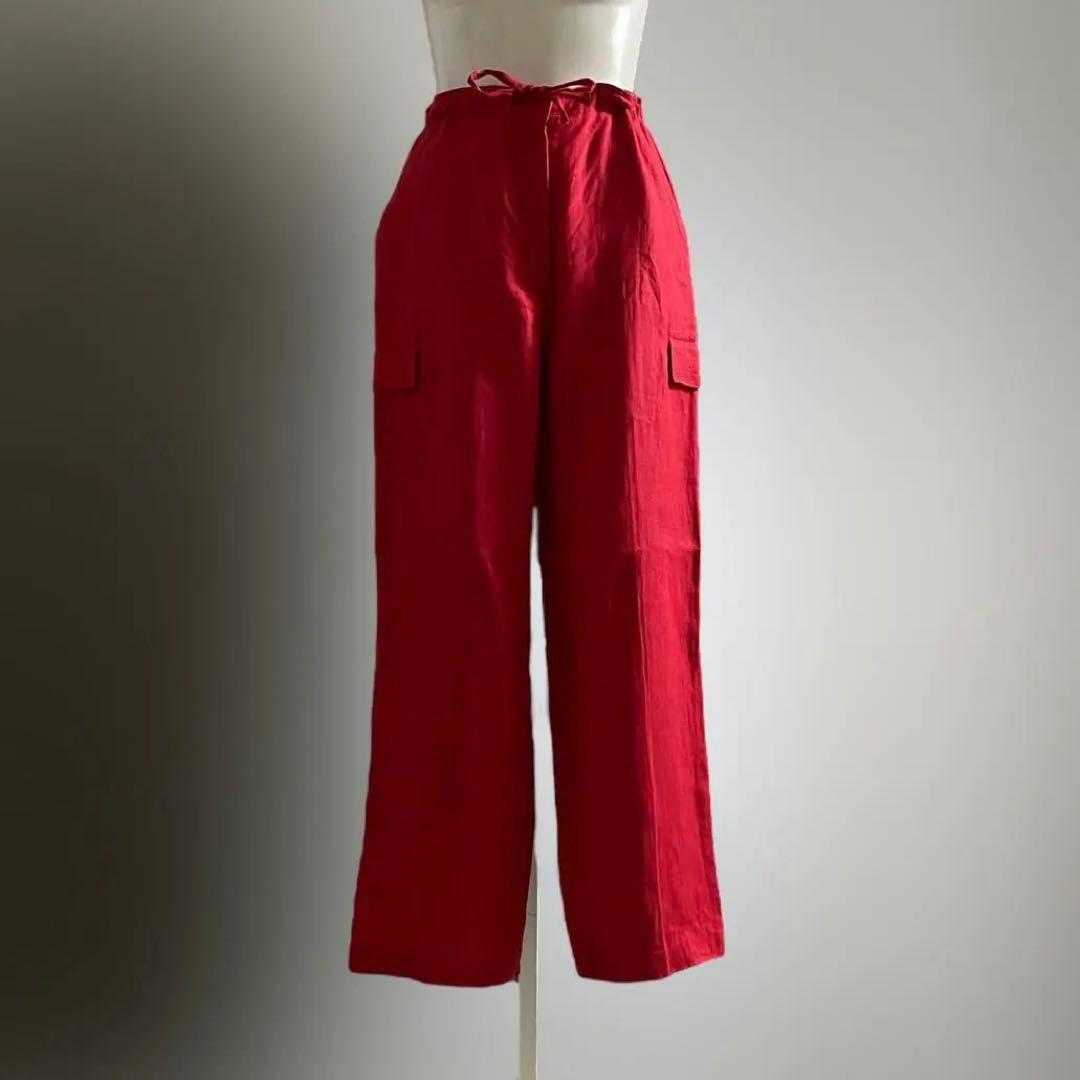 ヨーロッパ 90s 80s リネン カーゴパンツ ヴィンテージ スラックス 麻