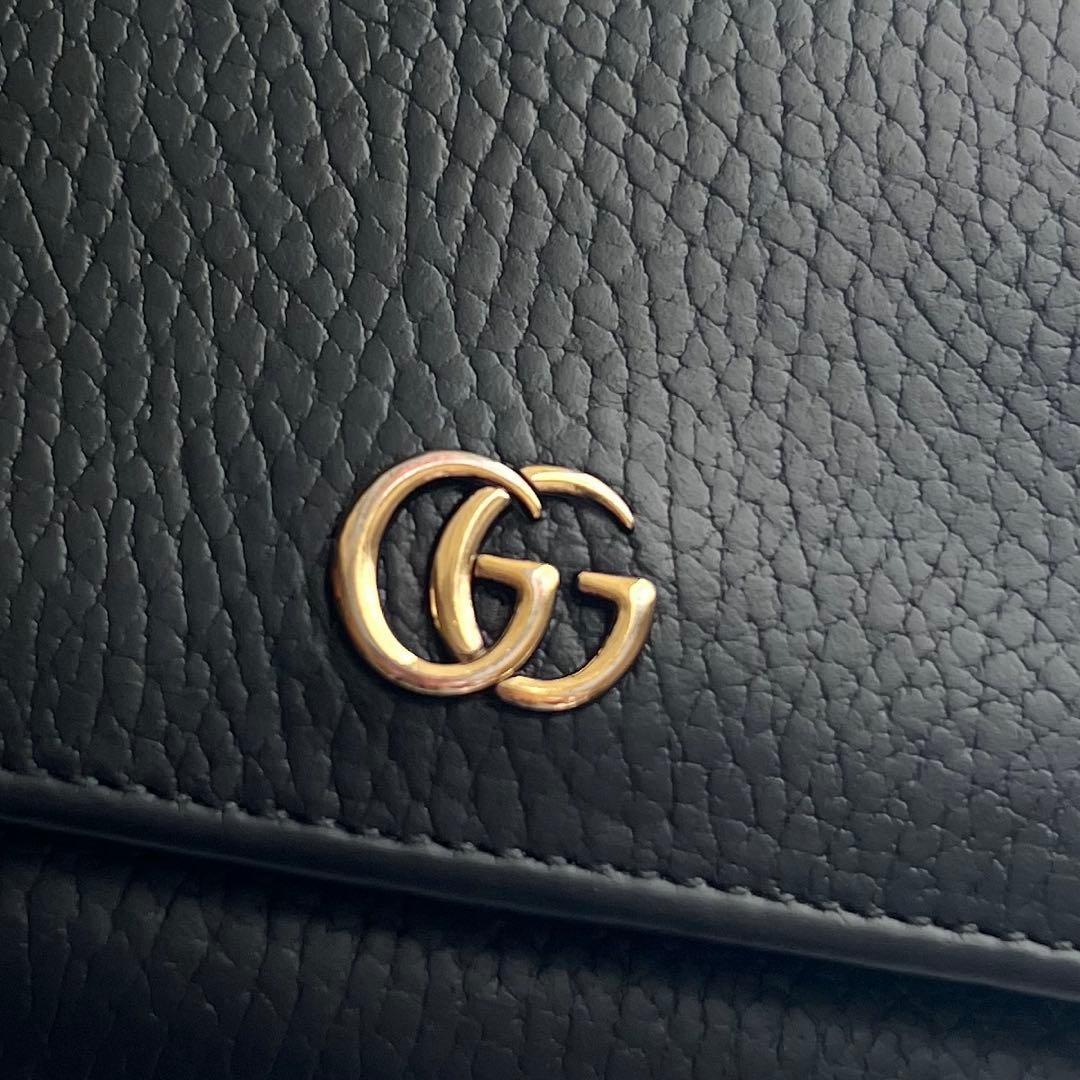 10 極上美品 GUCCI グッチ マーモント 2つ折り財布