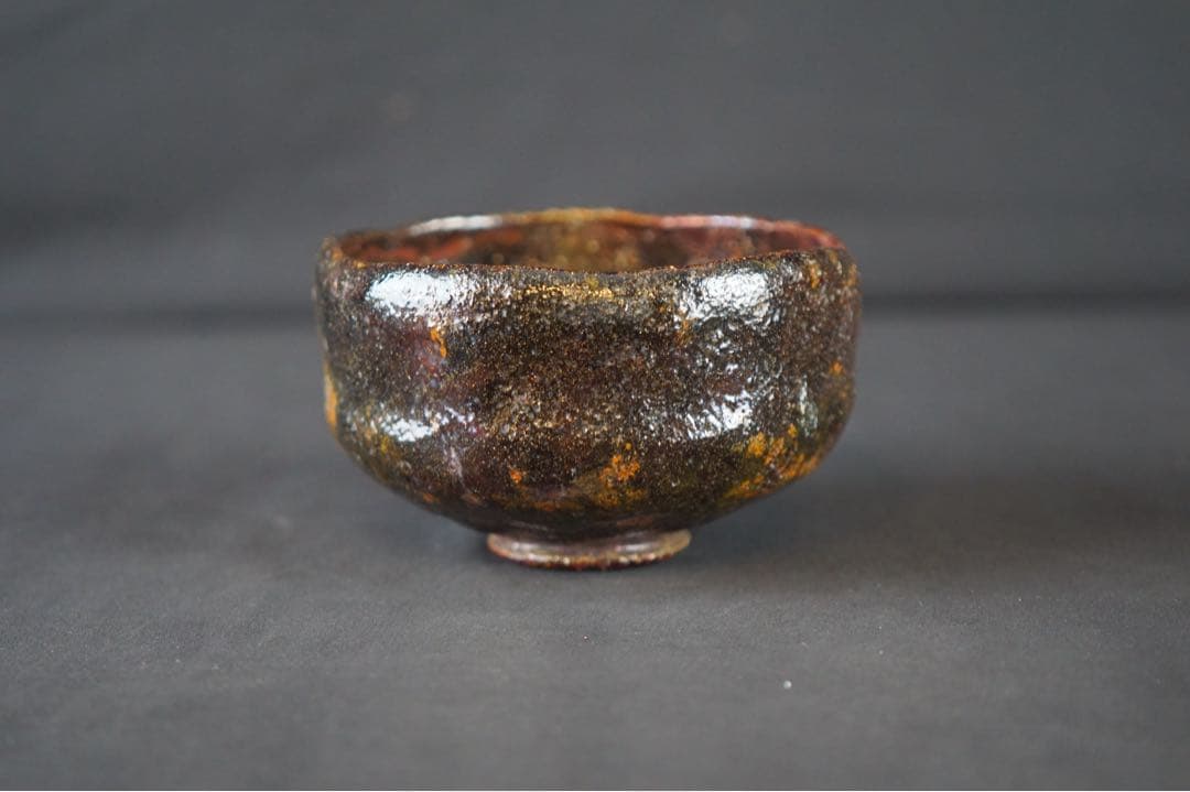 加藤石春 作 立田錦 楽焼 抹茶椀 紙箱 茶道具