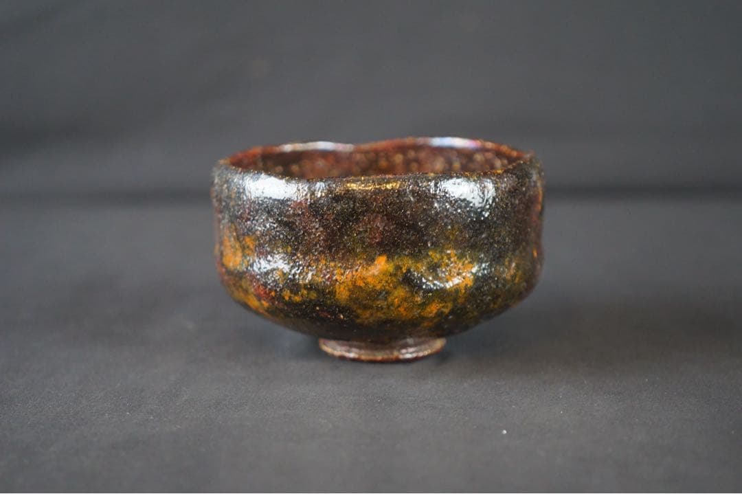 加藤石春 作 立田錦 楽焼 抹茶椀 紙箱 茶道具