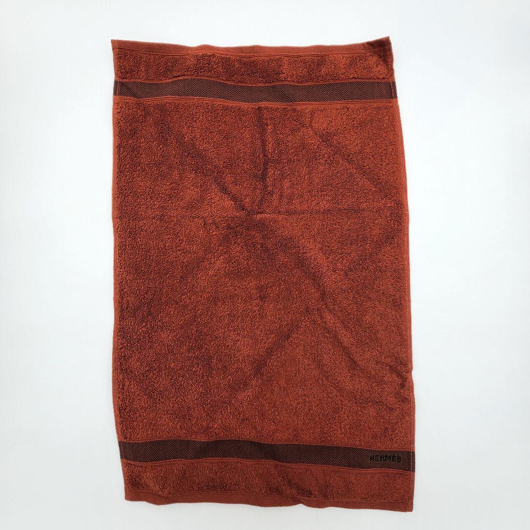 極美品 ★HERMES★ エルメス フェイスタオル シェブロン柄 ブラウン