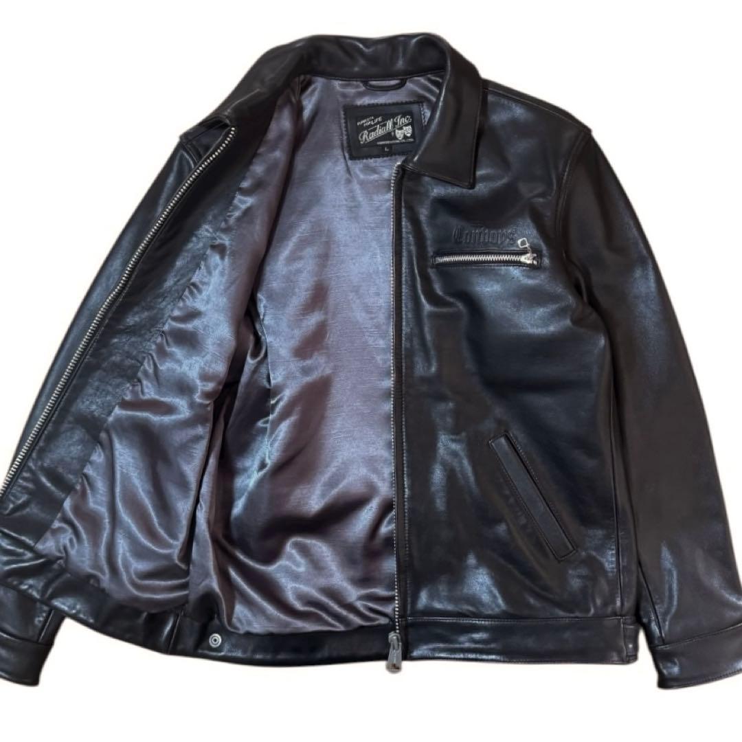 RADIALL 襟付き カウハイド レザージャケット ブラック 本革 Lサイズ