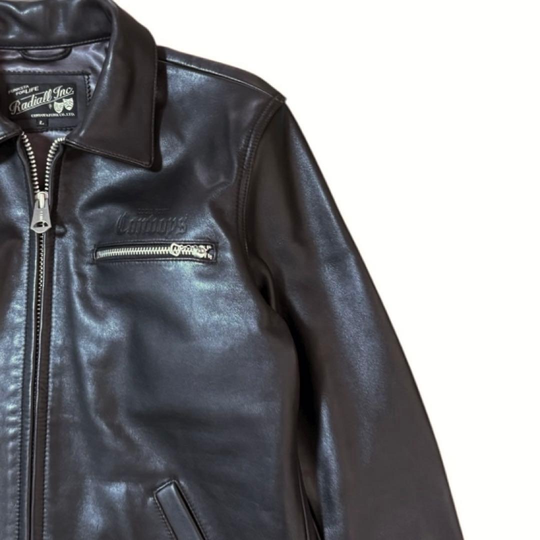 RADIALL 襟付き カウハイド レザージャケット ブラック 本革 Lサイズ