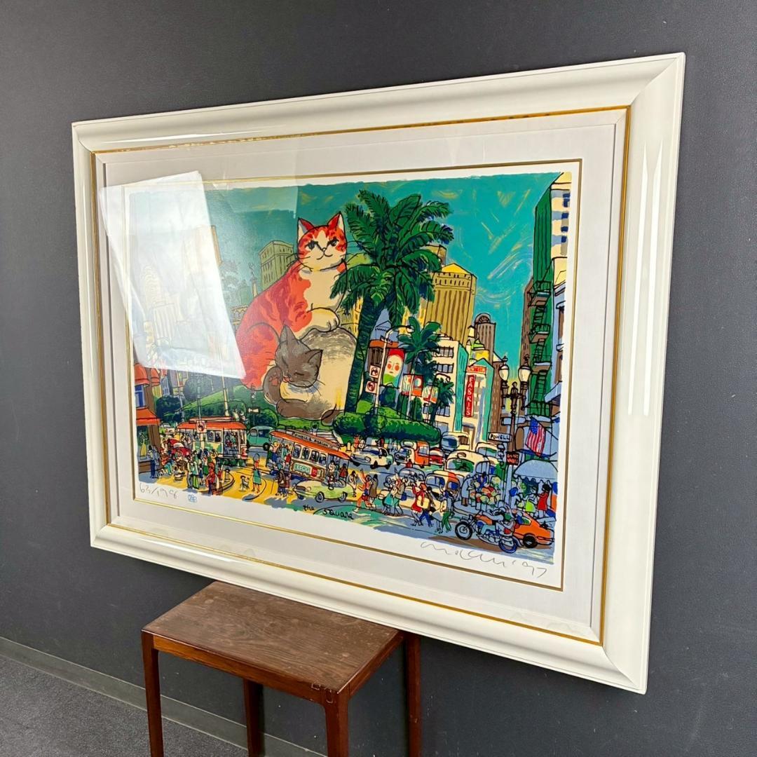 マイケル・ルー「ユニオンスクエア」シルクスクリーン 大作 直筆サイン入 猫 ネコ