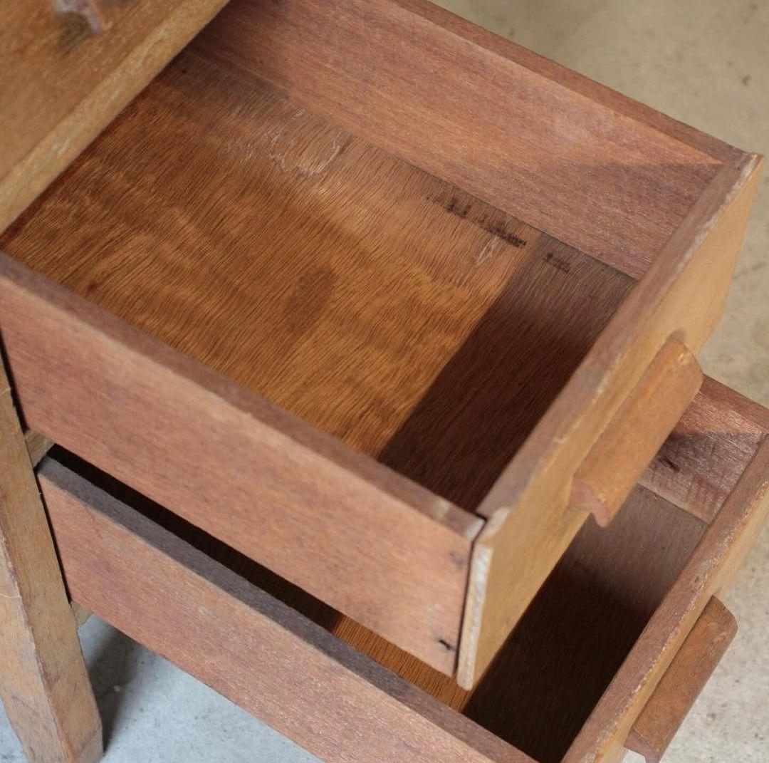 ヴィンテージ片袖机 デスク 木製文机 6引き出し付き