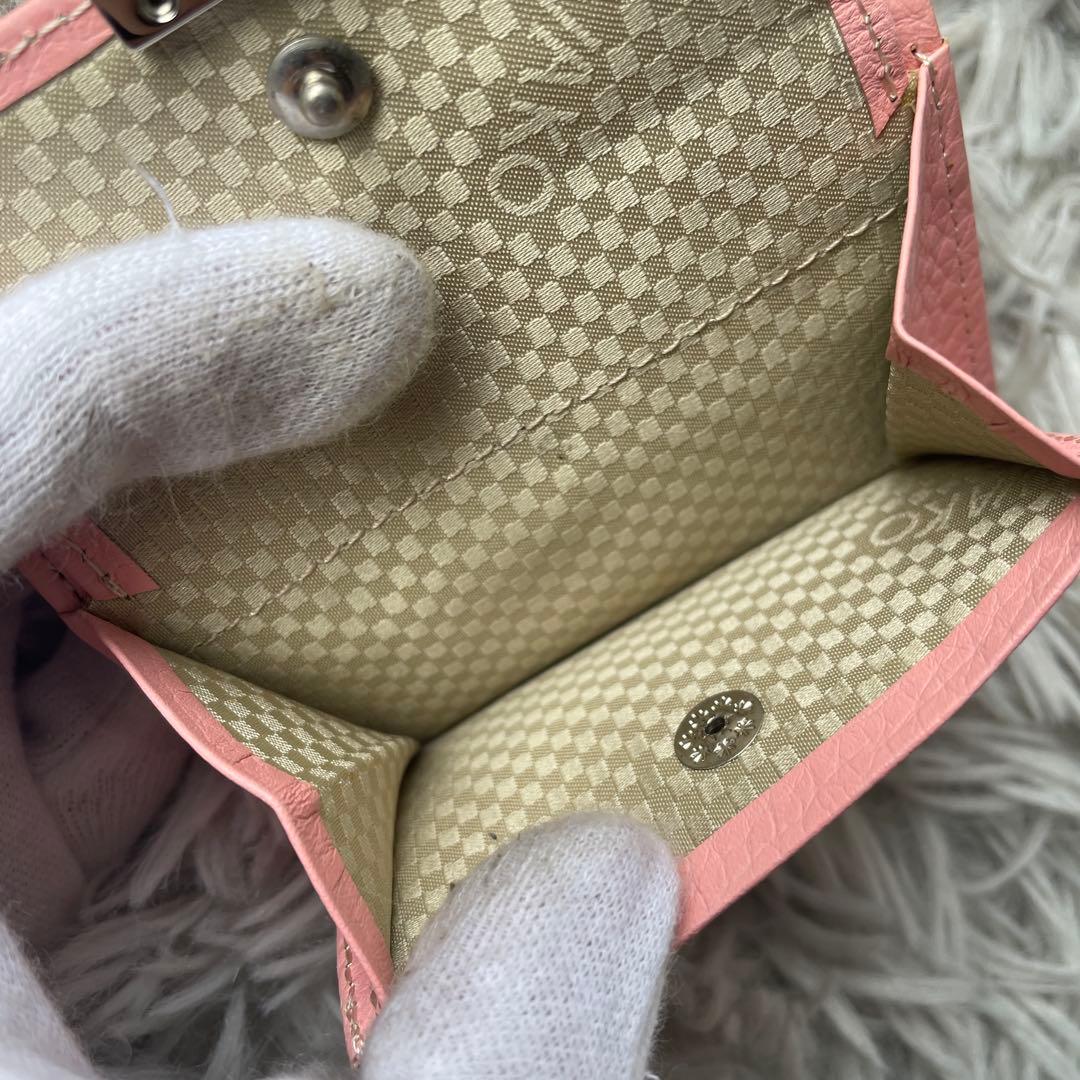 【極美品】ワコウ 三つ折り財布 パステルピンク