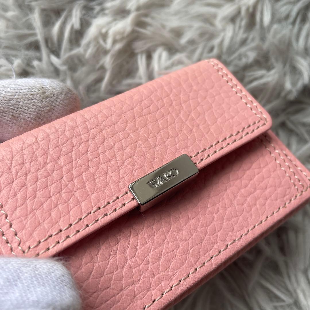 【極美品】ワコウ 三つ折り財布 パステルピンク