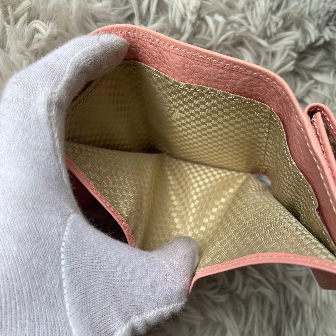 【極美品】ワコウ 三つ折り財布 パステルピンク