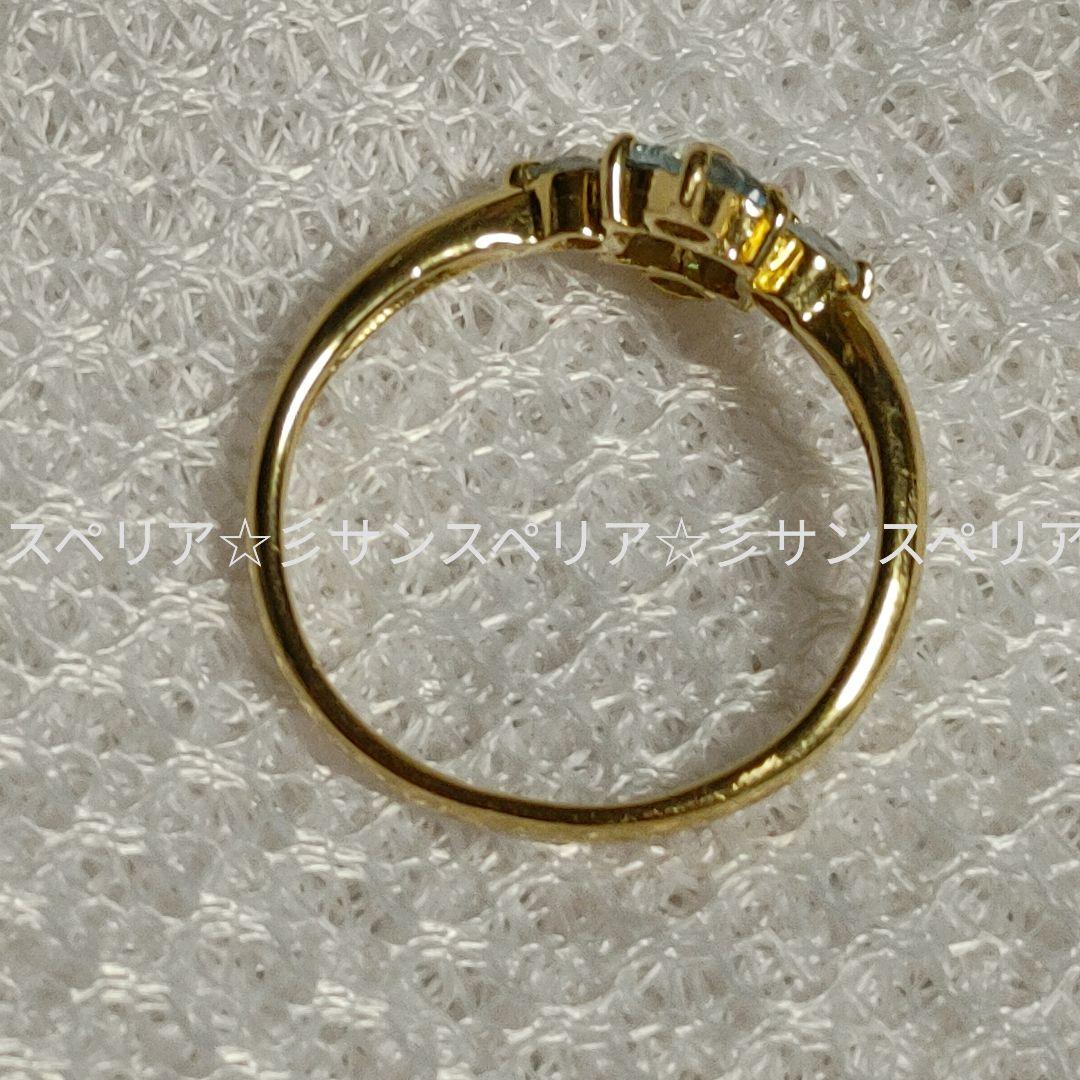 K18 スカイ&スイスブルートパーズのデザインリング