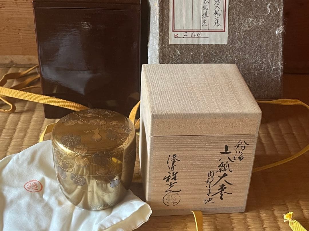 茶道具　六瓢蒔絵　大棗　内梨子地　雅光造